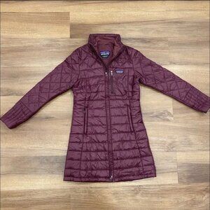 Patagonia Women's Maroon Quilted Long Puffer Jacket